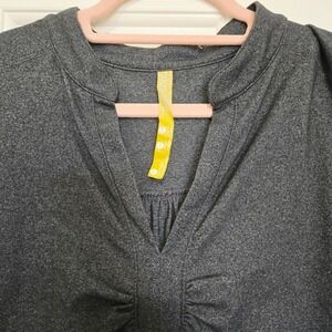 Lole Charcoal Grey V Neck Ruched Long Sleeve Athletic Top Women's L